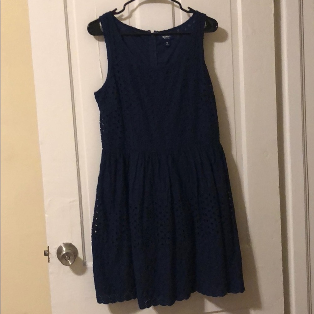 Old Navy - Navy & White Eyelet Dress - 10